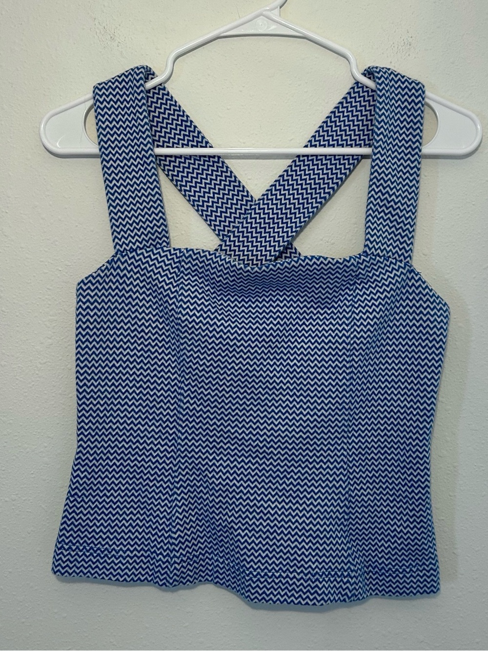 Anthropologie Maeve Square Neck Statton Tank Sz S Bustier Style Cross Back Blue